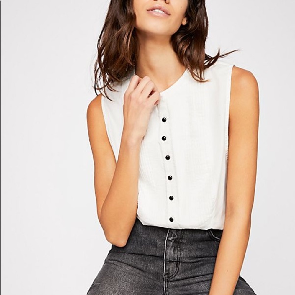 White free people button up bodysuit